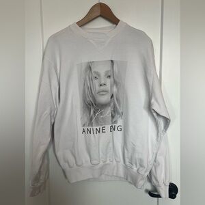 Anine Bing Graphic Crew Neck Sweater - White